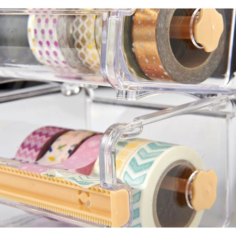 HomDSim 2pcs HomDSim Washi Tape Dispenser Cutter,Roll Tape Holder Organizer,Masking Tape Desktop Tape DIY Sticker Roll Tape Cutter Holder Storage,Washi Tape Box Yellow - Image 5